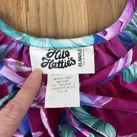 Vintage Hilo Hattie's Womens Muumuu Hawaiian House Dress Size M Floral Tropical - Picture 5 of 10